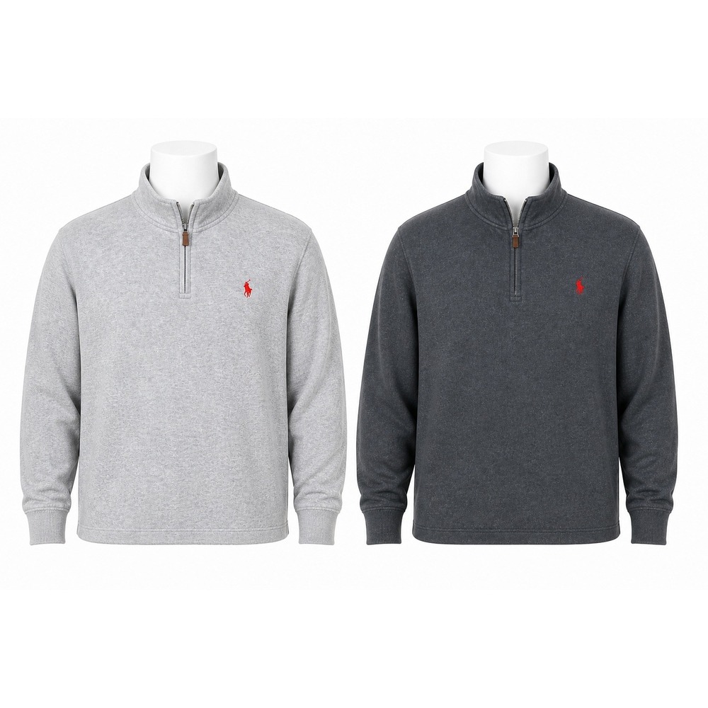 Polo Ralph Lauren 1/4 Zip Pullover XL Lot 2 Gray Sweater Pony Logo